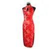 Sexy Burgundy Backless Traditional Chinese Dress Long Halter Cheongsam Qipao Novelty Dripping Costume S M L XL XXL XXXL WC025 ► Photo 2/6