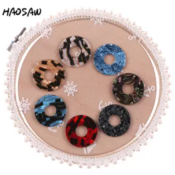 

HAOSAW 35MM 6Pcs/Lot Acetic Acid Crack Round Accessories Parts/Jewelry Findings/Earrings Accessories/Handmade Making