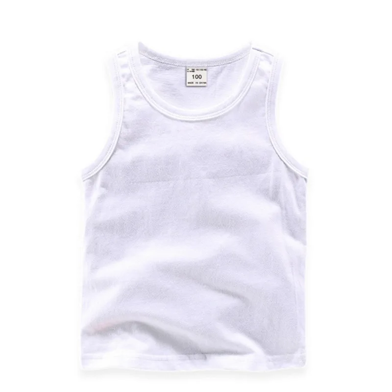 DE PEACH/Летний хлопковый детский жилет; футболка для мальчиков и девочек; детские топы без рукавов; одежда для маленьких мальчиков и девочек; одежда для От 1 до 12 лет - Цвет: Белый