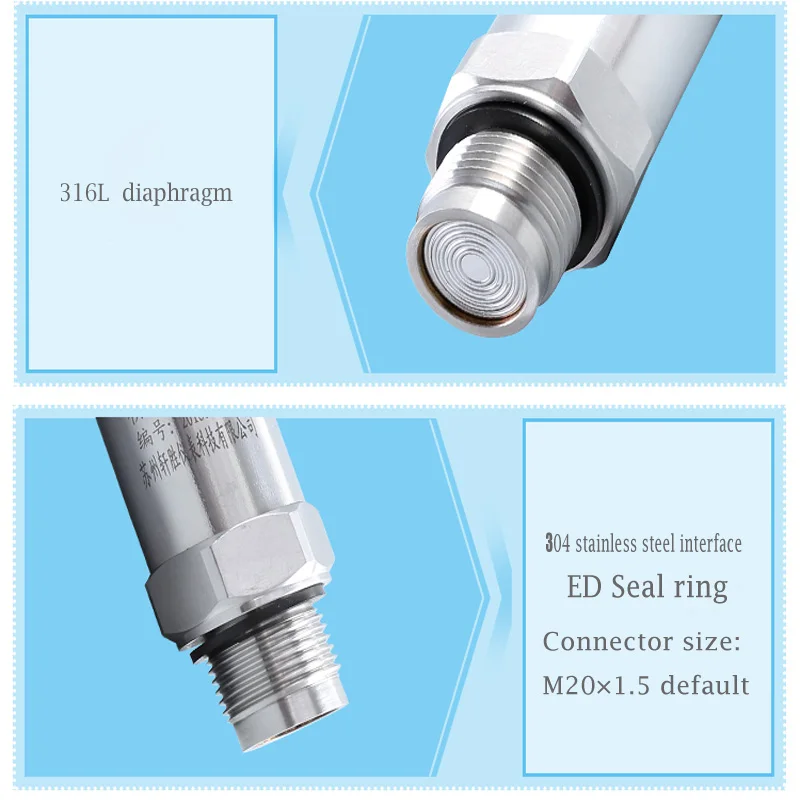 Дополнительно M20* 1,5/G1/2 Мембранный датчик давления 4-20mA, 16mpa 25mpa датчик давления пневматический гидравлический санитарный