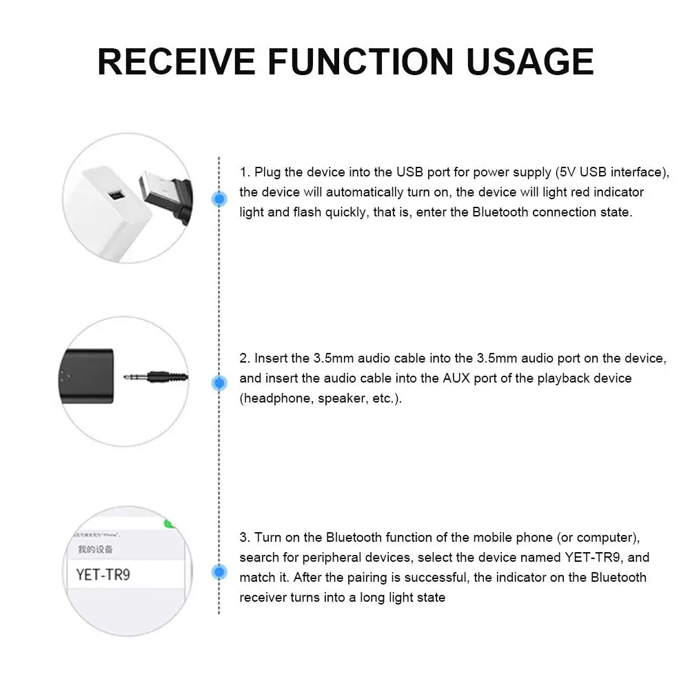 Bluetooth 5,0 передатчик и приемник, 2-в-1 Беспроводной адаптер с 3,5 мм AUX для автомобильные наушники ПК ТВ домашней стереосистеме