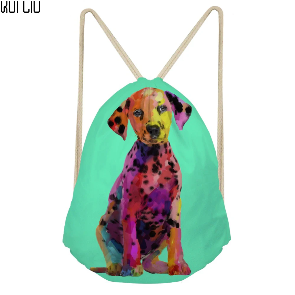 

Customized Image Women's Drawstring Bag Girls Hand Painted Animal Mini School Bag for Teenager Kids Fashion Packing Bags Casual