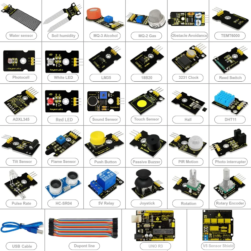 Датчик стартовый комплект(UNOR3+ Щит V5) для Arduino UNOR3 проект W/Подарочная коробка+ PDF(онлайн