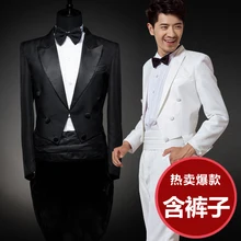 Танцевальные костюмы Древний китайский костюм хмонг одежда волшебный человек стиль смокинг хвосты костюм хост мужчины хор и брюки набор