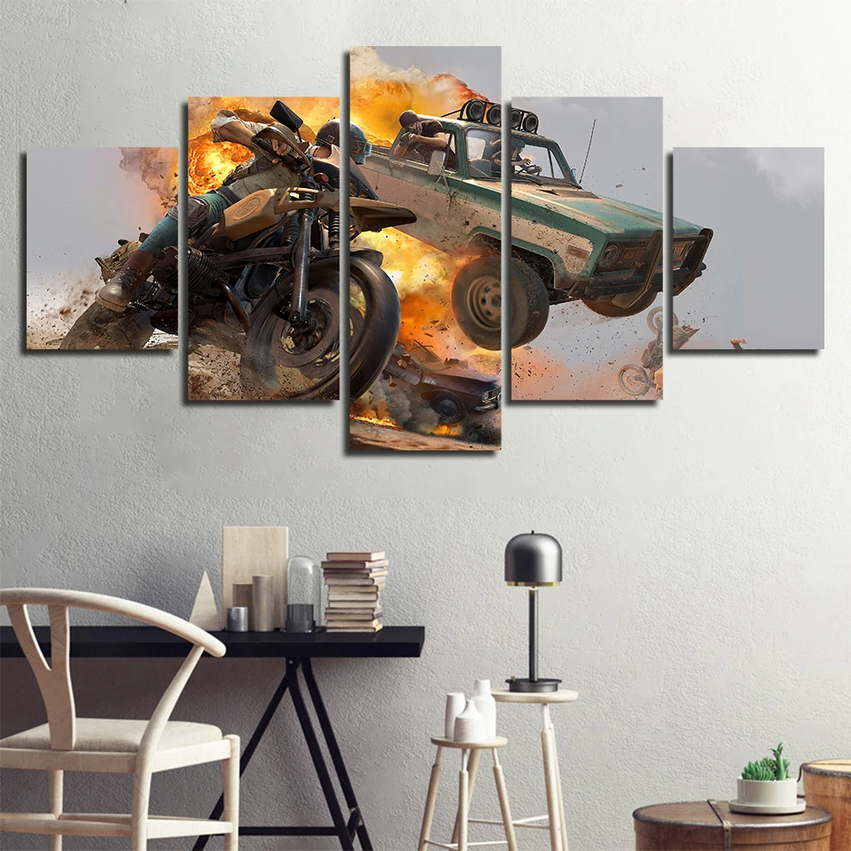

5 Piece Pubg Stimulate The Battlefield Video Game Poster Wall Pictures for Home Decor Poster Artwork Wall Decor Canvas Wholesale