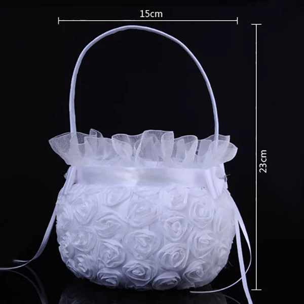 

Wedding Basket Flower Girl Basket Party Decoration Love Case Satin Burlap Bowknot Rose Flower Girl Basket Wedding Party Suppli