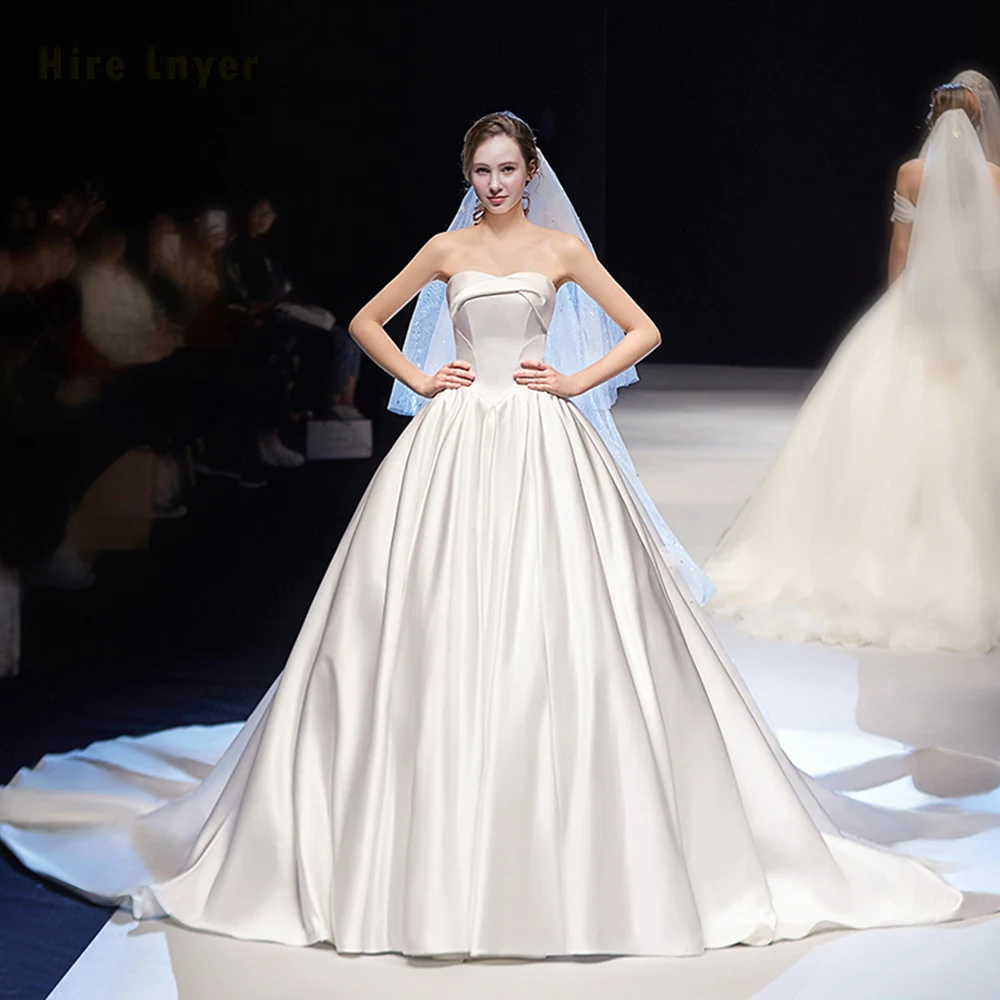 

Vestidos De Novia China Custom Made Off The Shoulder Sleeveless Strapless Simple Satin Ball Gown Wedding Dresses China Plus Size