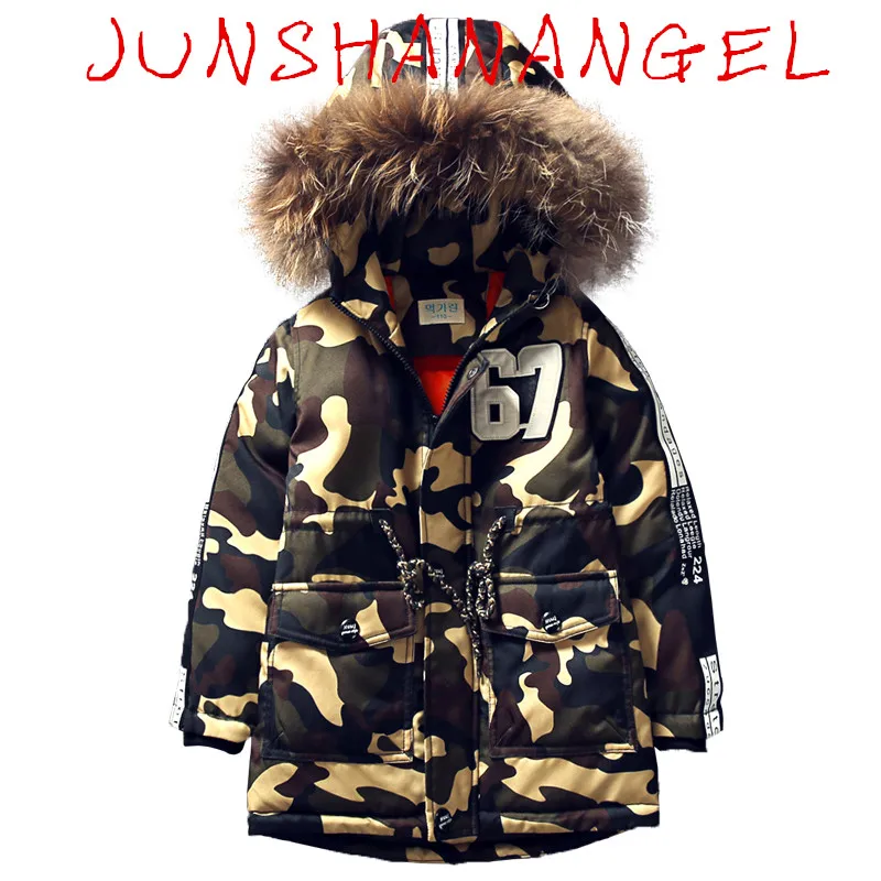 

2019 Boys Down Parka Jackets Winter Jacket For Boy Children Windbeaker Parka Coat Russian For Boy Hooded Camouflage Jacket