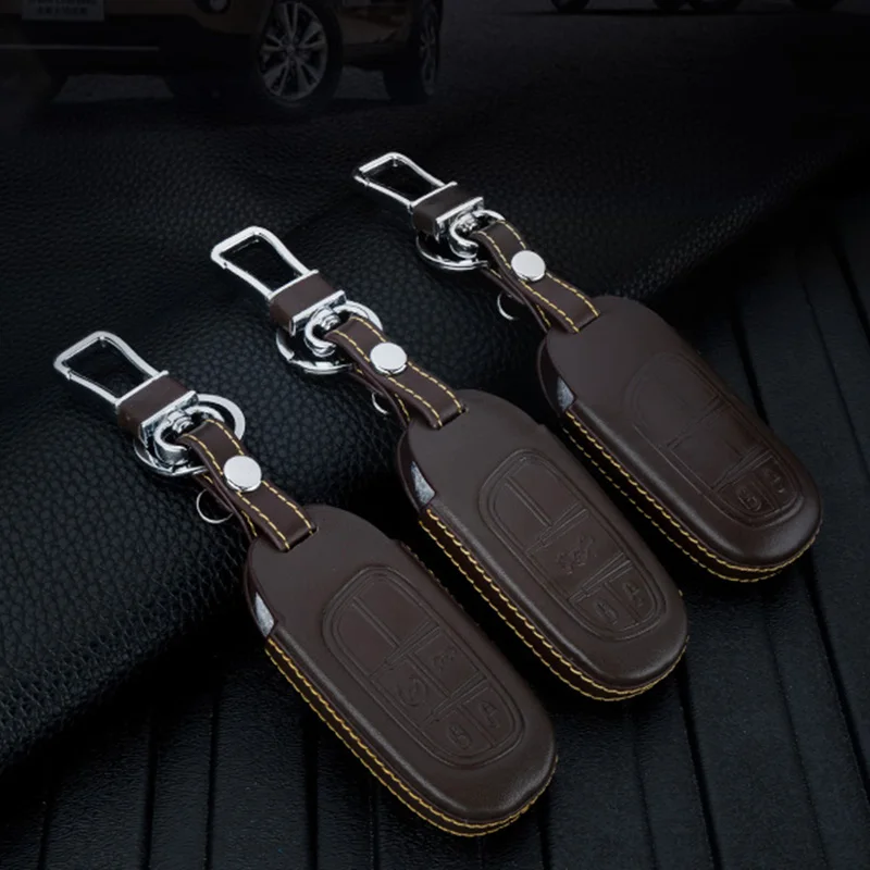 Jeep Chrysler Dodge Key Fob Case Cover - Protective Shell With Keychain