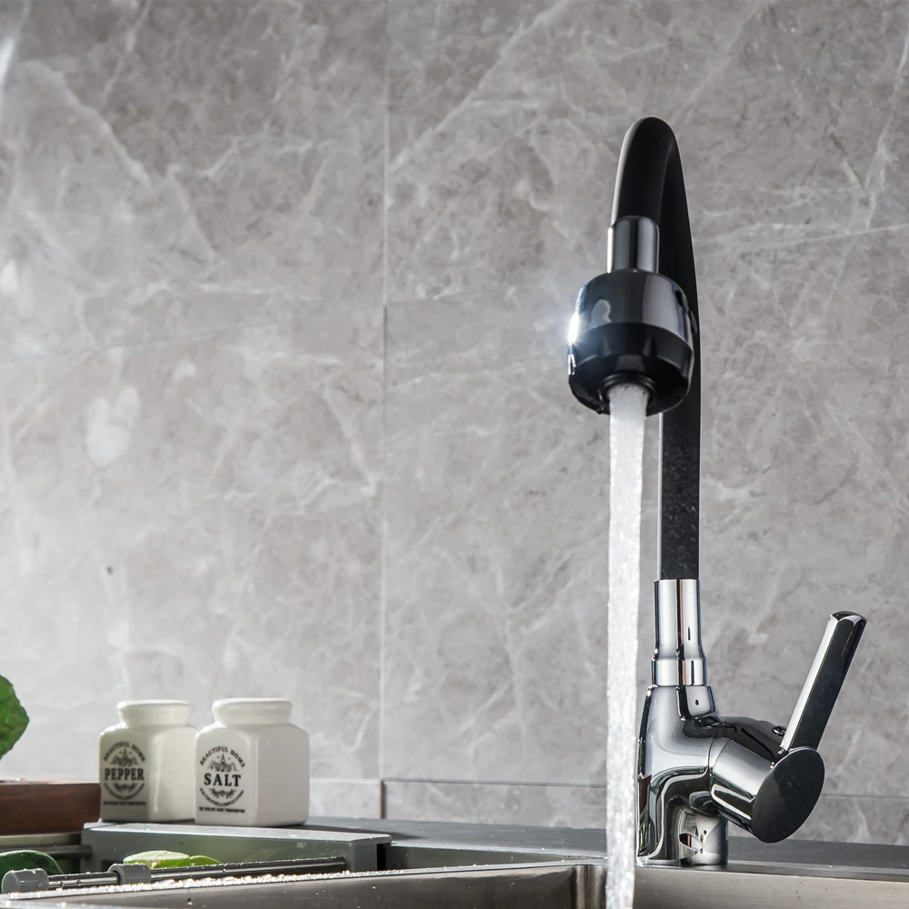 Business Style Silica Gel Nose Any Direction Rotating Kitchen Faucet Cold and Hot Water Mixer Torneira Cozinha Single Handle Tap4