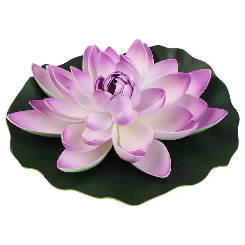 

18cm 28cm Artificial Lotus Water Lily Floating Flower Pond Tank Plant Ornament Home Garden Pond Decoration