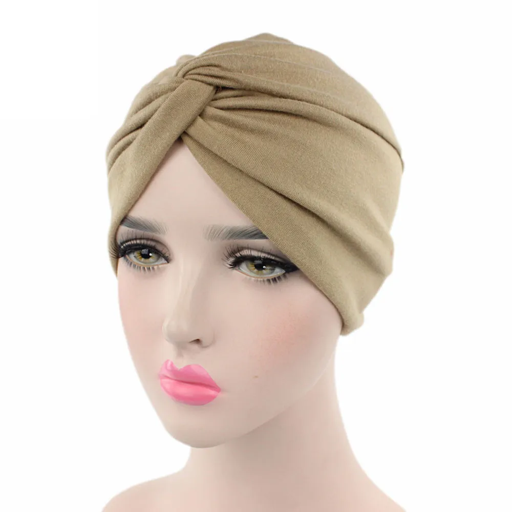 

2019 Solid Women Cancer Chemo Hat Beanie Scarf Turban Head Wrap Cap A Small Close-fitting Hat Worn On The Back Of The Head YL1