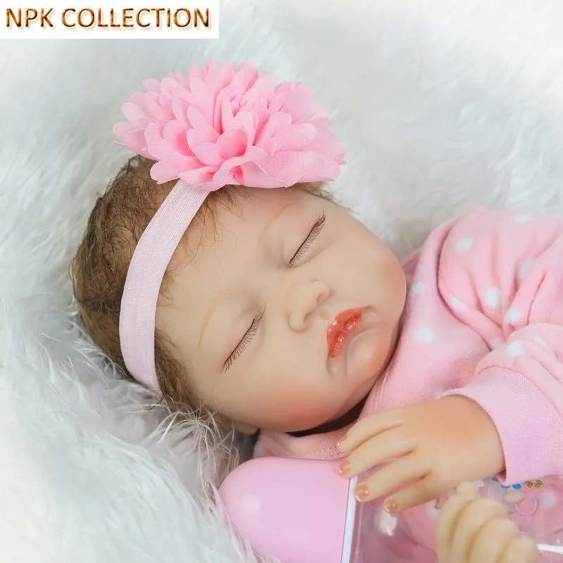 

NPK COLLECTION 50CM Silicone Reborn Baby Dolls Sleeping Baby Alive Doll with Doll Clothes Headdress,20 Inch Reborn Babies Boneca