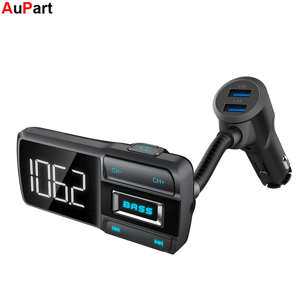 

Bass Music Car Radio FM Transmitter Bluetooth V5.0 5V 2.4A 1.0A Dual USB Charger Ports TF Card Playing MP3 Modulator Kit NEW