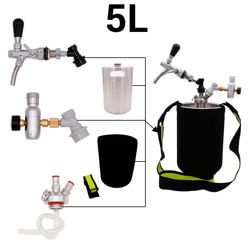 Jacketed 5L мини пивной бочонок Ворчун для ремесла пивной шар замок диспенсер система контроля потока пивной кран с премиум регулятором