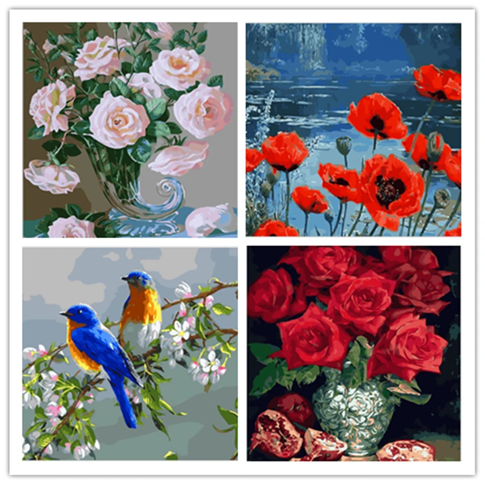 

Yunxi art, With diy frame 40*50cm Abstract flower oil paintings by numbers coloring picture by numbers painting on wall RS273