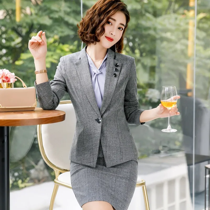 

Fmasuth Woman Office Suits Lady Suit with Dress Full Sleeve Blazer+Sleeveless Dress Business Dress Suit yl88-1829