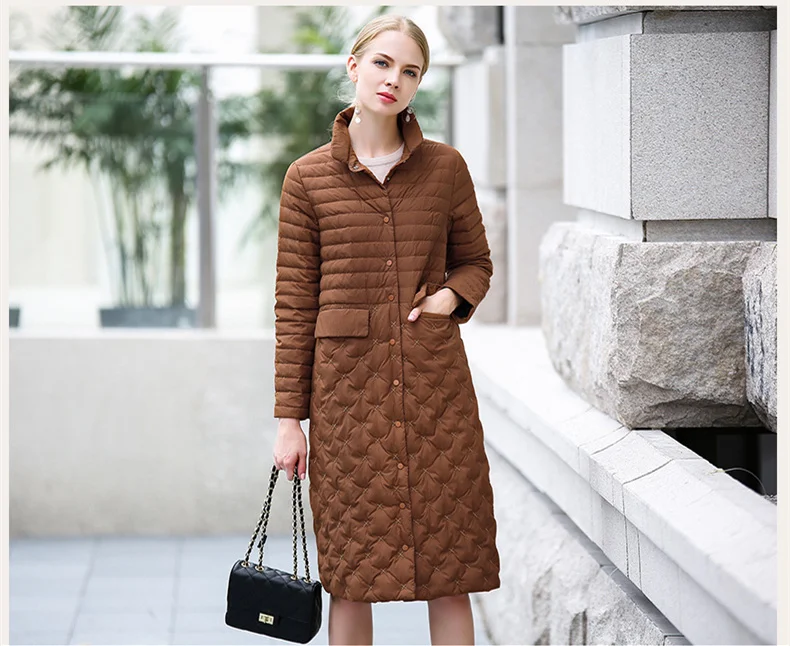 Down Coat Women Long Over Knee Jackets 2018 Winter Light Down Over Coats For Female Elegant Korean White Duck Down Clothes CH579