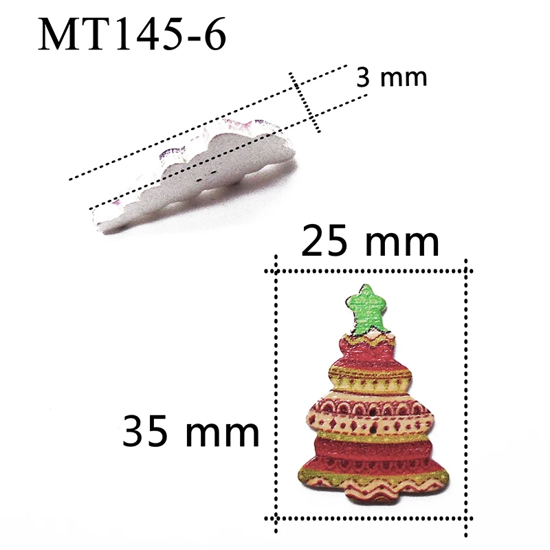 ZIEENE 10 шт-100 шт Смешанные 10 цветов картина елки деревянные пуговицы Рукоделие Шитье Скрапбукинг для детей ручной работы 35x25 мм - Цвет: MT145-6