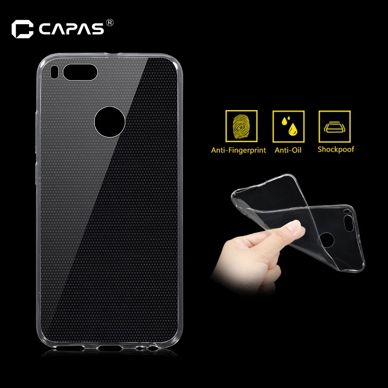 Мягкий чехол CAPAS для Xiaomi Mi A1/5X силиконовый прозрачный мягкий из ТПУ Mi5X MiA1 защитный