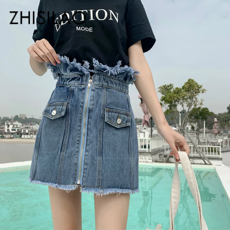 

A-line Denim Skirt High Waist Jeans Skirt Women Sexy Bodycon Mini Skirt Summer Saia Jeans Punk Vintage Skirts Femme 2019