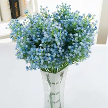 DIY Light blue Artificial Flower Branch Baby's Breath Gypsophila Fake Silicone Plant For Wedding Home Hotel Party Decorations