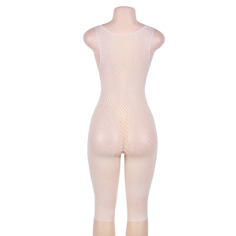 Цельный ажурный чулок для тела, открытая промежность, прозрачное, три четверти, без рукавов, сексуальное женское белье, плюс размер, эротический запас