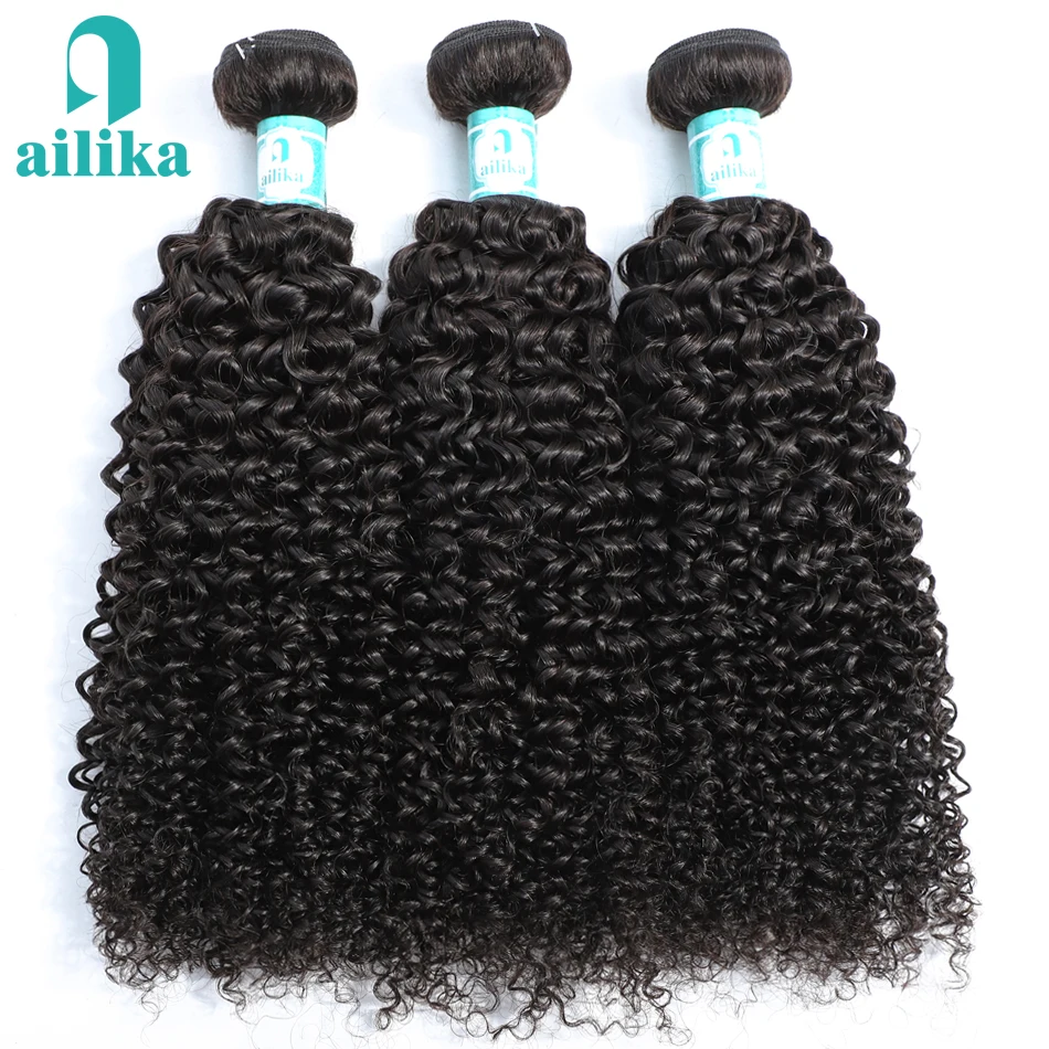

AILIKA Hair Peruvian Kinky Curly Hair Extension 100% Non Remy Human Hair weave Bundles 8-26 Inches Nature Color Hair