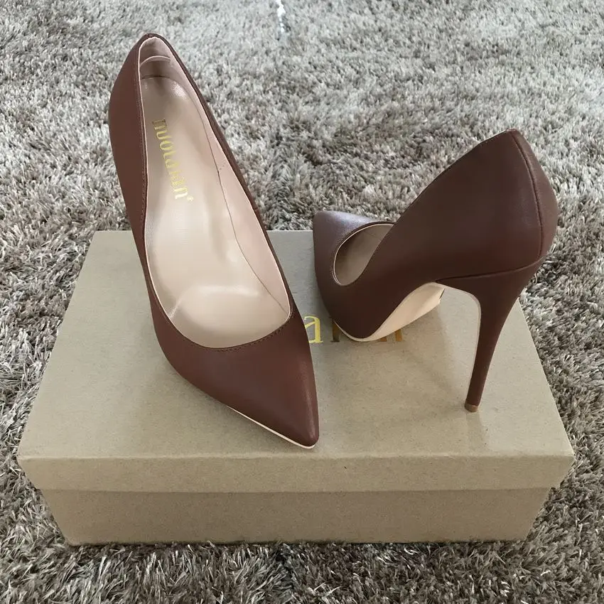 8/10/12cm Heel Height Women Shoes Brown Color Women High Heels 2019 Fashion Pumps Office Lady Pointed Toe zapatos