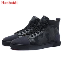 Hanbaidi Luxury Brand Cool Camouflage Mens Runway Loafers High Top Lace Up Outdoor Flats font b