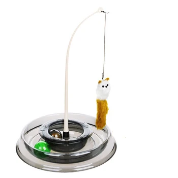 

Amusing Pet Cat Toys Rotating Feather Teaser Plastic Turner Catnip Track Moving Ball Cat Kitten Toy Interactive Training
