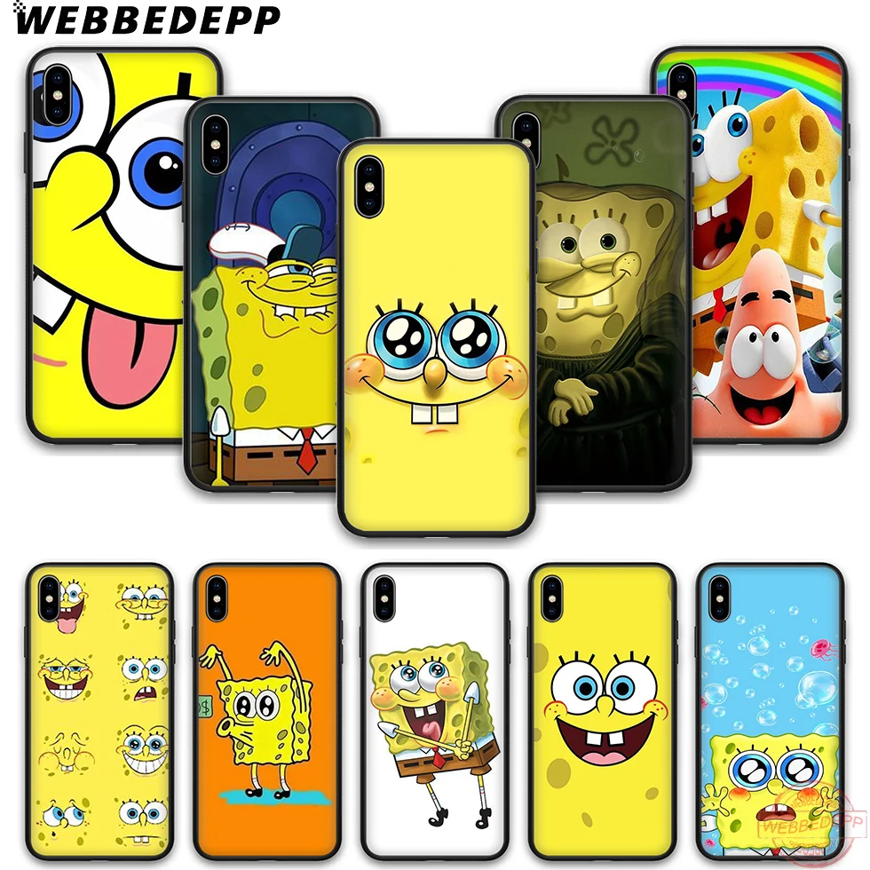 WEBBEDEPP Губка Боб Мягкий силиконовый чехол для телефона iPhone 5 6 7 8 Plus X XS XR Max.11 11peo 11proMax