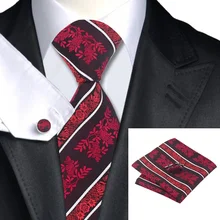 GP-034 черный, белый цвет огнеупорный кирпич цветочный галстук, носовой платок, запонки наборы Для мужчин's шелковые галстуки для Для мужчин формальный свадебный вечерний для жениха