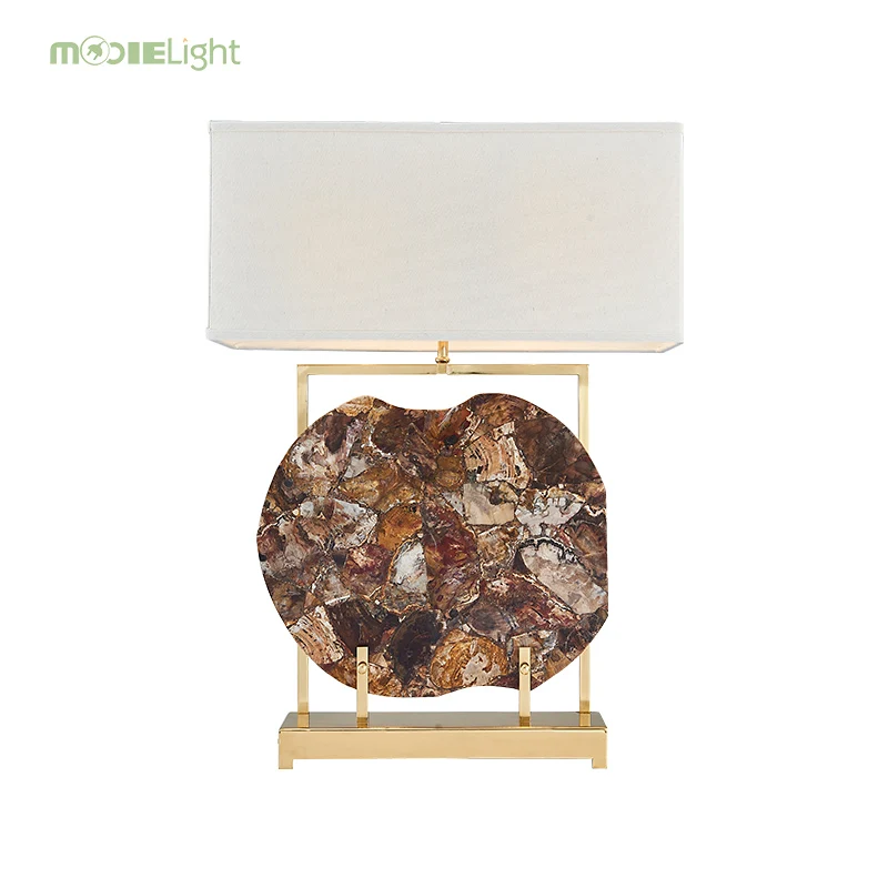 

E27 Agate Stone Nodic Iron Fabric Agate LED Lamp table lamp For Bedroom Office Decorative Table Lighting Art Decor Desk Lamp