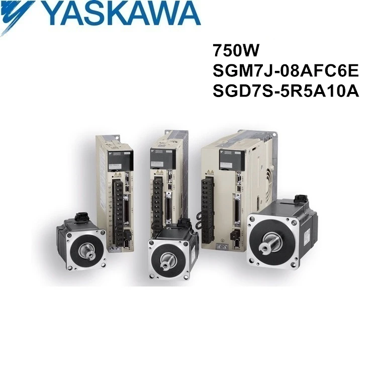 SGM7J-08AFC6E + SGD7S-5R5A10A оригинальный 750 Вт YASKAWA Серводвигатель и драйвер с кабелями |