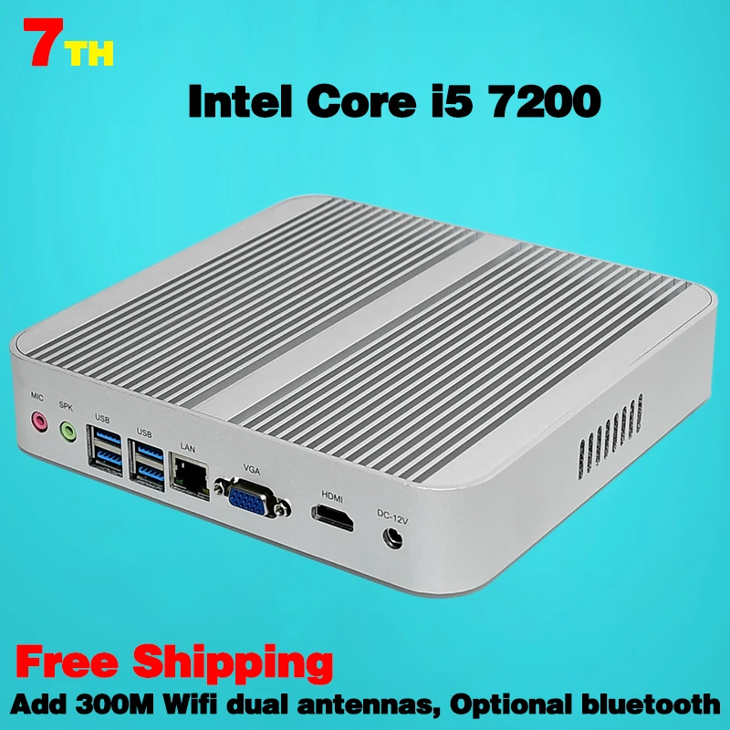 Mini Pc Gen Intel Core i5 7200U Kaby Lac Win10 Fanless desktop gaming computer usb 3