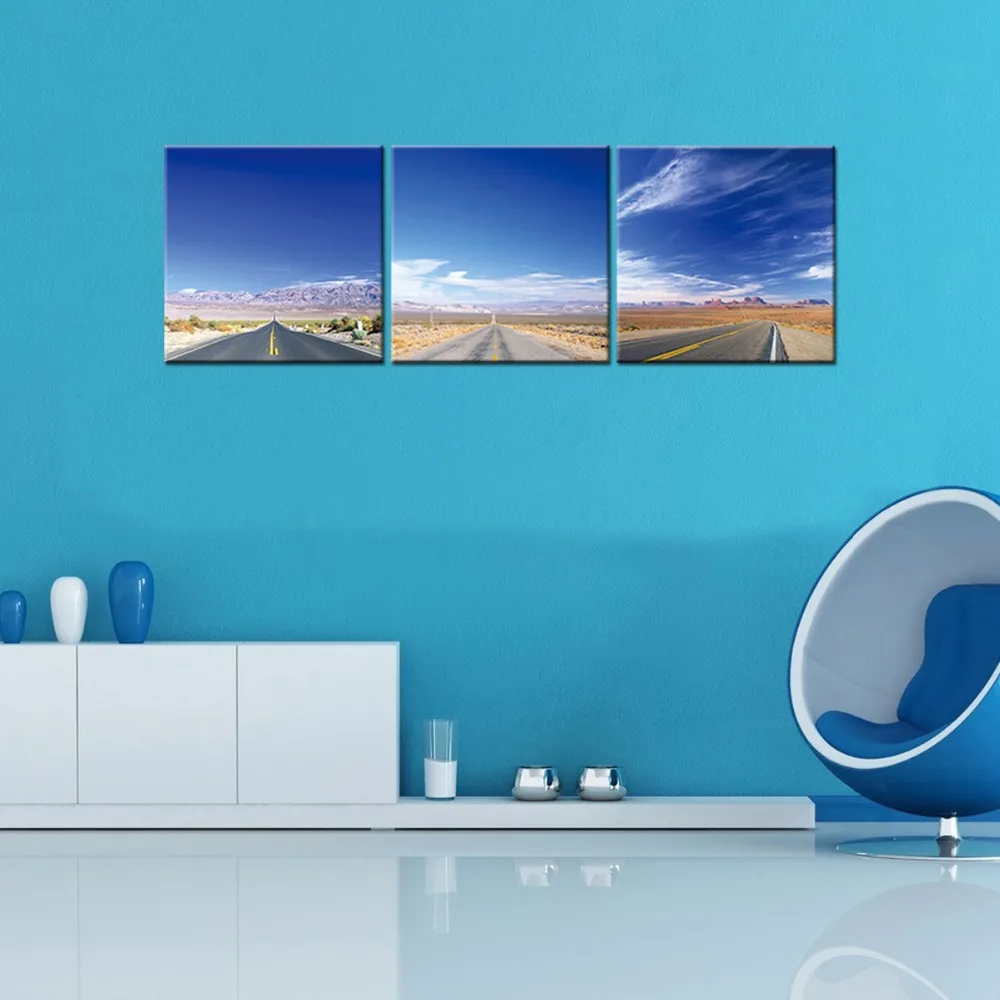 

The Highway Under Blue Sky Pictures Print on Canvas Wall Art-Modern Scenery High Definition Painting for Home Decoration Artwork