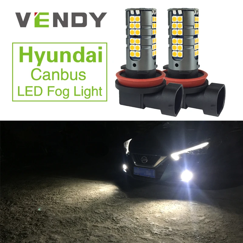 2x H8 H11 H10 9006 HB4 Auto Canbus LED Fog Lights Bulbs For Hyundai
