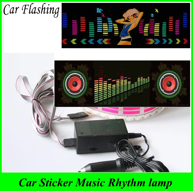 

Car Flashing Music Rhythm EQ Car Sticker Music Equalizer on Car Windshield LED Sound Activated EL Sheet Glue Stickers 90*25 cm