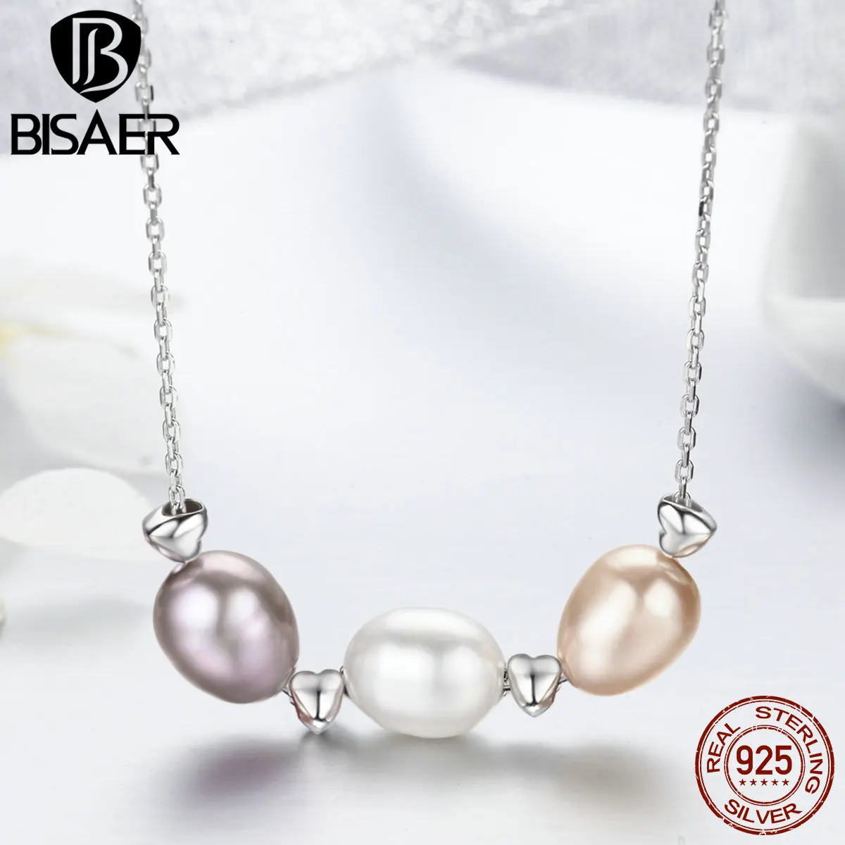 

New Arrival Bijoux Authentic 925 Sterling Silver Love Friendship Family Freshwater Pearl Pendant Necklaces Fine Jewelry GXN075