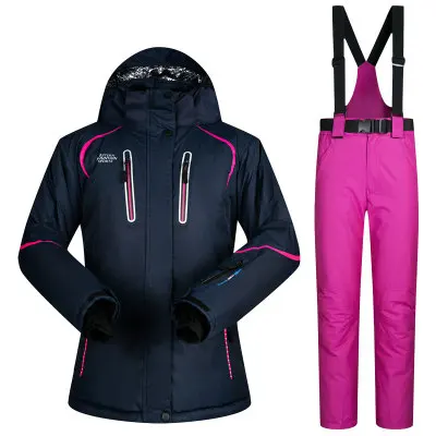 MUTUSNOW женский лыжный костюм лыжный сноуборд куртка брюки супер теплый с капюшоном зимняя одежда брюки ветрозащитный водонепроницаемый пальто брюки - Цвет: color 2