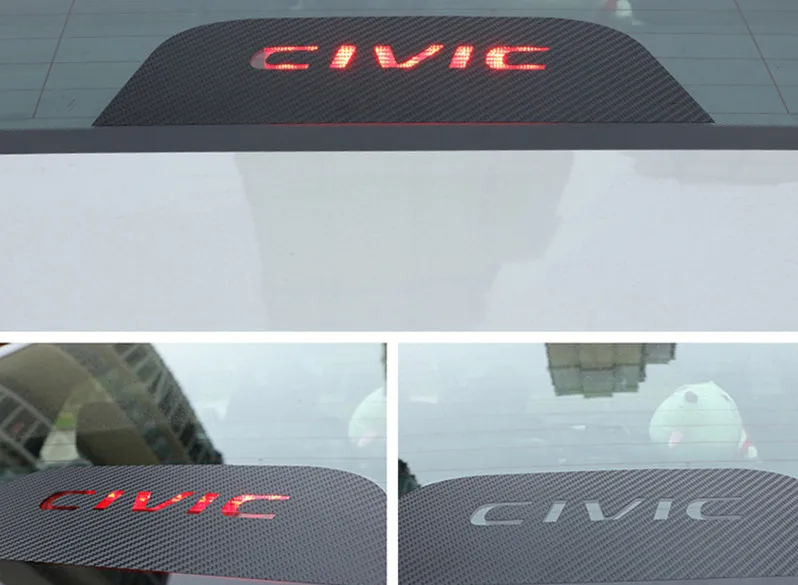 

High Quality Car Styling High Brake Light Decals Carbon Fiber Emblems Stickers For Honda CIVIC 2018 2017 10th Accessories