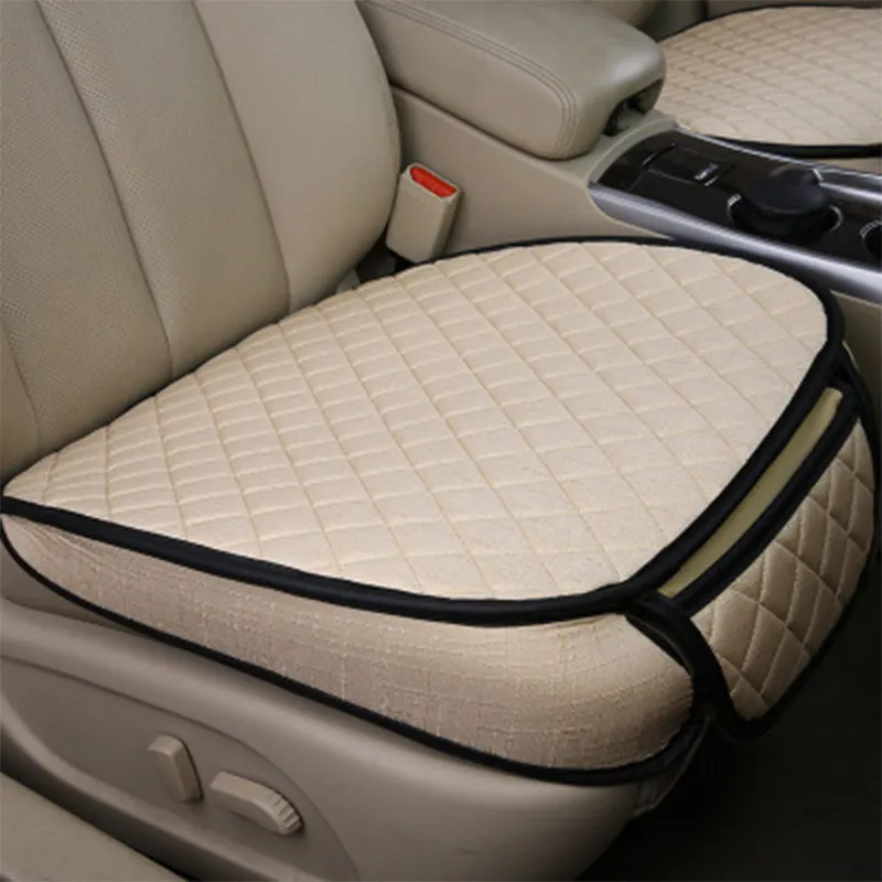 Автомобильный Стайлинг чехлы для сидений автомобиля из дышащего льна, чехлы для сидений автомобиля, набор универсальных автомобильных сидений, подушки, защитные аксессуары - Название цвета: Beige Front 1pc
