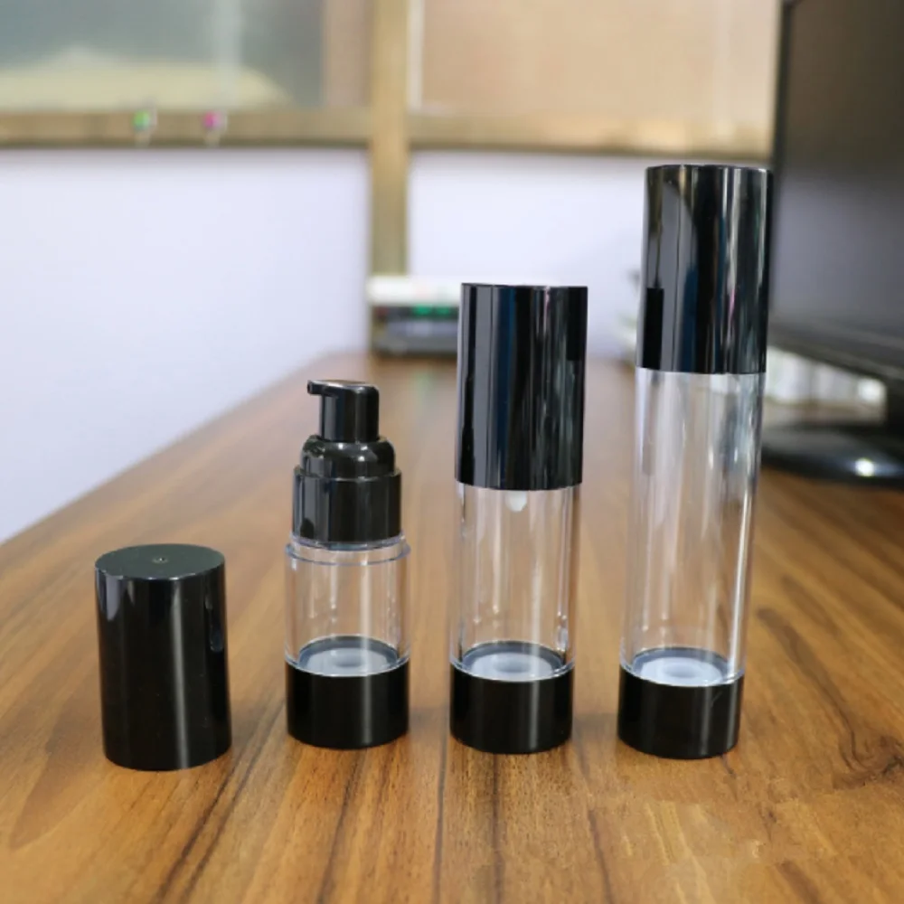 

1 pc 15/30/50 ml AS Clear Portable Airless Bottle cosmetic Treatment Pump Liquid Shampoo Makeup Container Refillable Bottles