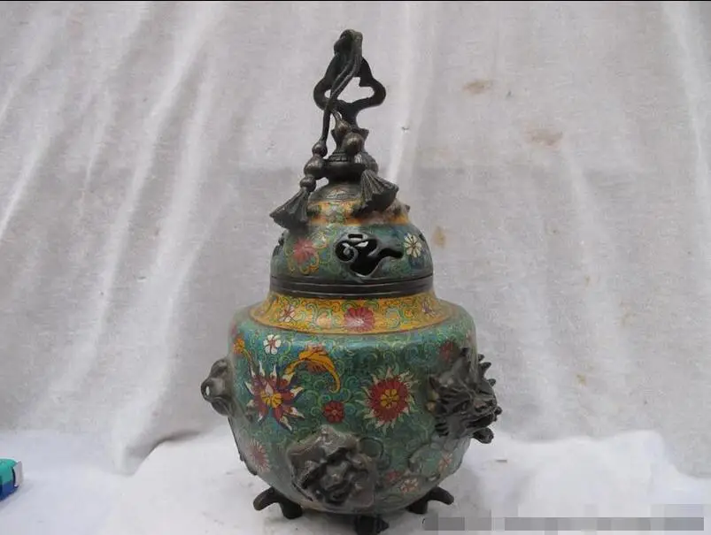 

China 100% Bronze handwork cloisonne Seven ghost devil face incense burner Cense