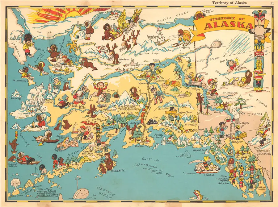 Pictorial Map of Alaska by Ruth Taylor 1935