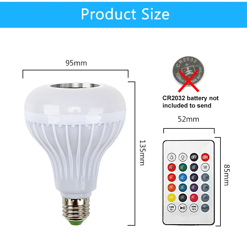 E27 RGB LED Musikbirne Bluetooth-Lautsprecher Wireless Fernbedienung Light Bulb