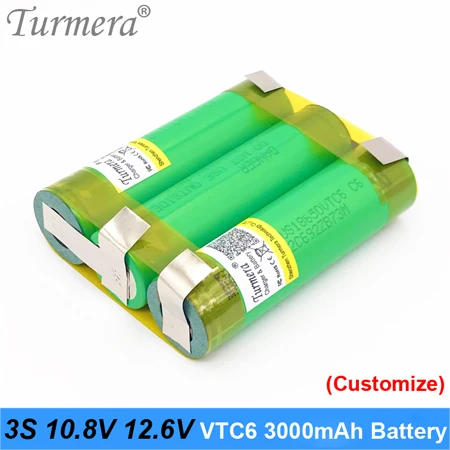 Аккумулятор Turmera 18650 hg2 3000mAh vtc6 ncr18650b 3400mah аккумулятор для 3s 12,6 v 4S 16,8 v отвертка аккумуляторная батарея Настройка n9 - Цвет: 3S 10.8V 12.6V VTC6