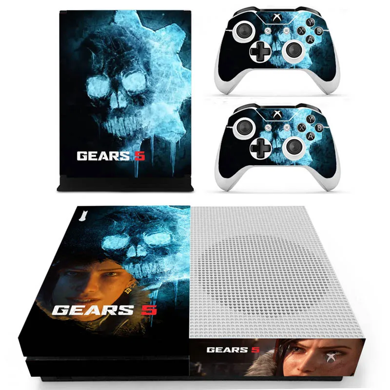 GEARS 5 виниловые наклейки для xbox One S консоль с двумя беспроводными контроллерами