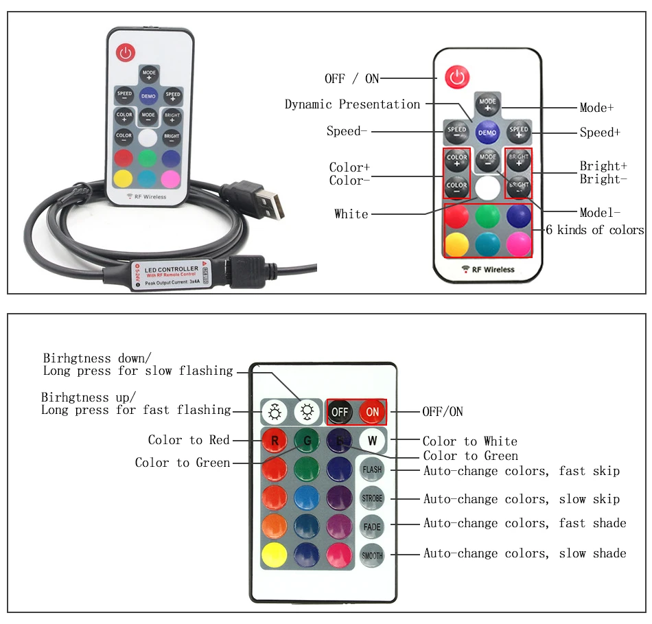 USB Светодиодная лента DC5V 5050 RGB мини 3Key 17Key RF ИК пульт дистанционного управления гибкий светильник IP65 50 см 1 м 2 м 3 м ТВ фоновый светильник ing лента